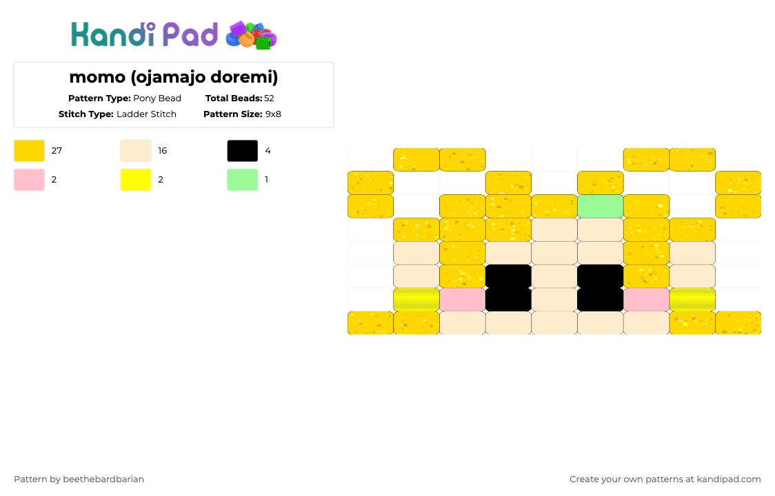 Momo (ojamajo doremi) Pony Bead Pattern - Kandi Pad | Kandi Patterns ...