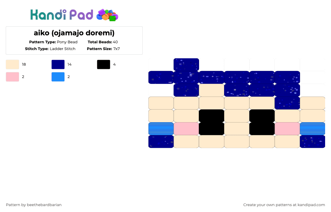Aiko (ojamajo doremi) Pony Bead Pattern - Kandi Pad | Kandi Patterns ...