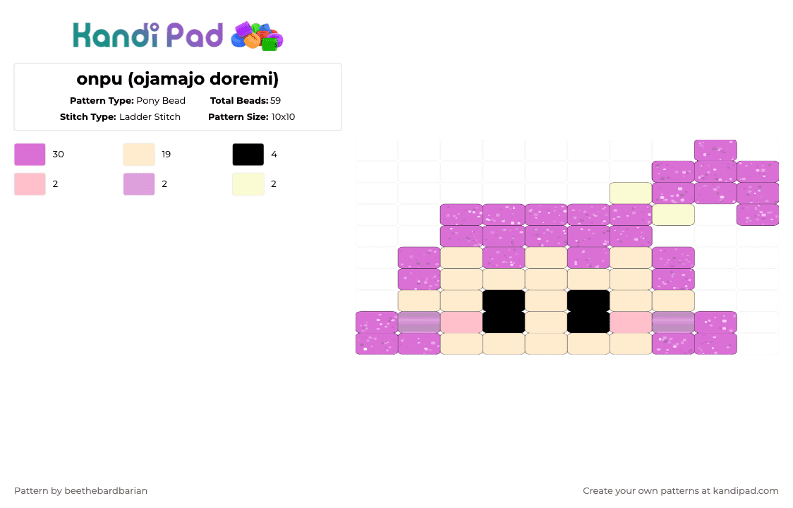 Onpu (ojamajo doremi) Pony Bead Pattern - Kandi Pad | Kandi Patterns ...