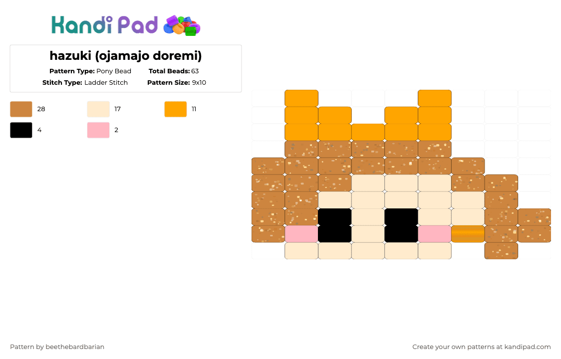 Hazuki (ojamajo doremi) Pony Bead Pattern - Kandi Pad | Kandi Patterns ...