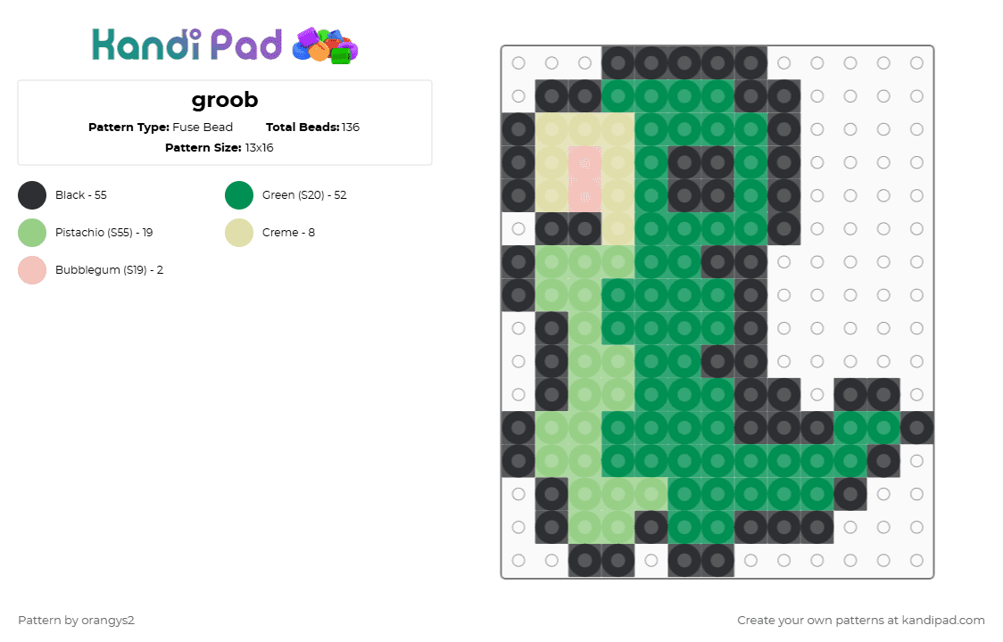 groob - Fuse Bead Pattern by orangys2 on Kandi Pad - green