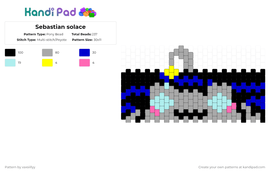 Sebastian solace - Pony Bead Pattern by vaxsiillyy on Kandi Pad - purple,beige