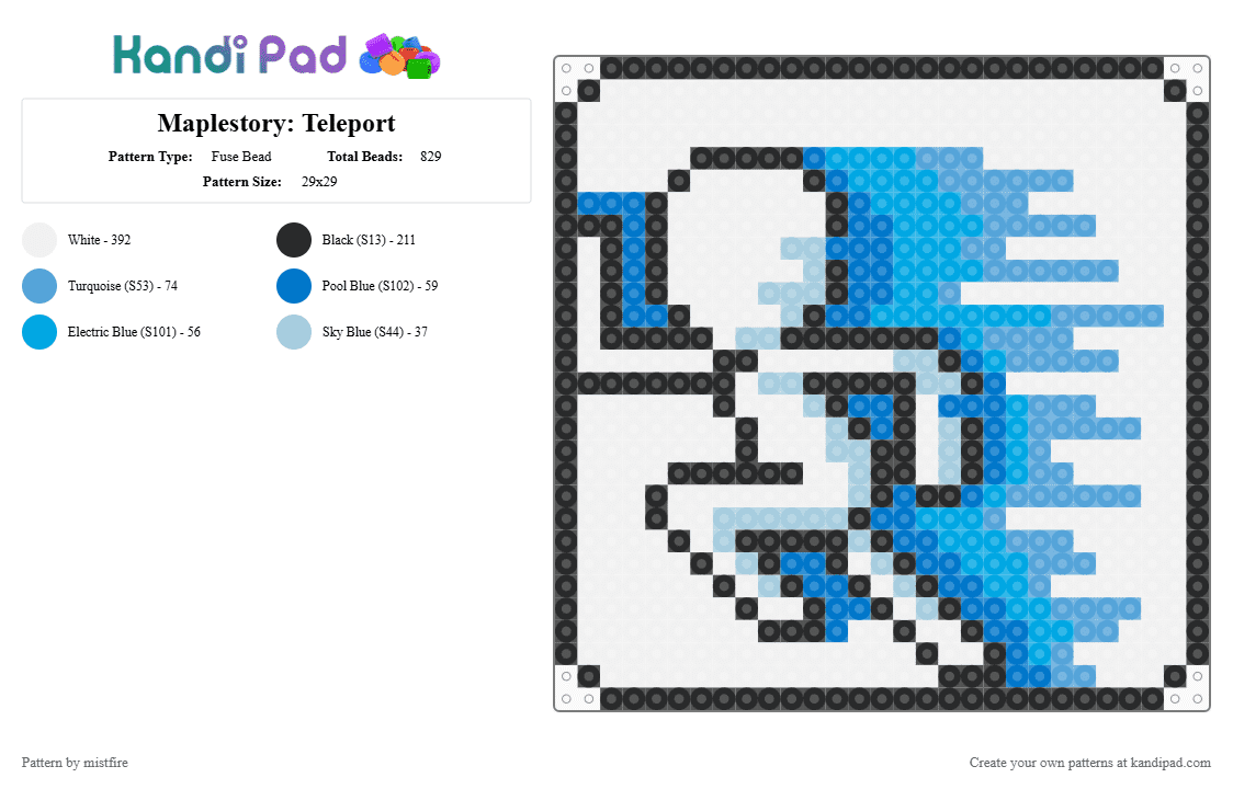 Maplestory: Teleport - Fuse Bead Pattern by mistfire on Kandi Pad - white,blue,light blue