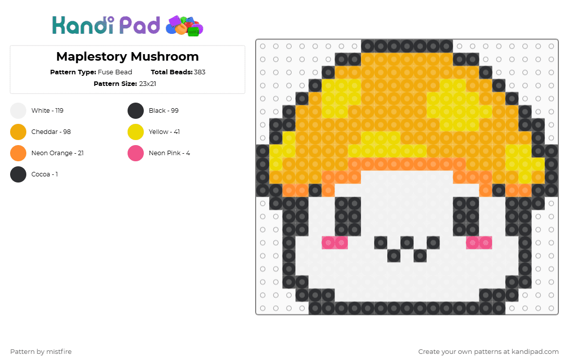 Maplestory Mushroom - Fuse Bead Pattern by mistfire on Kandi Pad - orange, yellow