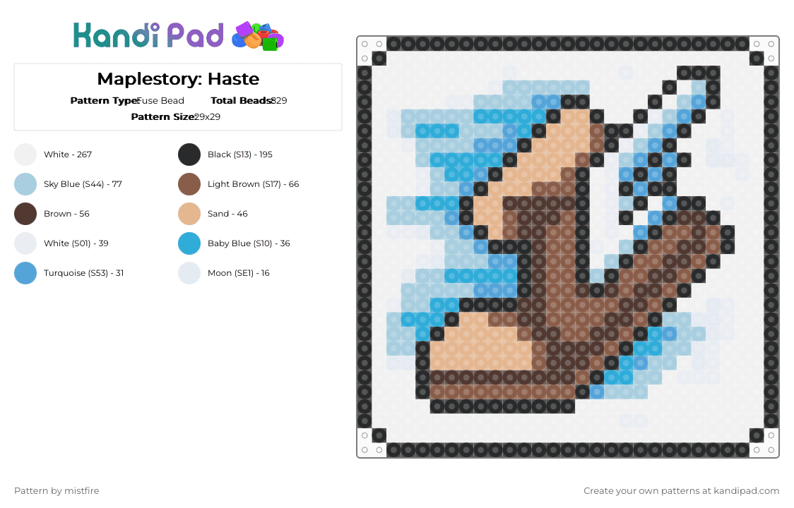 Maplestory: Haste - Fuse Bead Pattern by mistfire on Kandi Pad - white,light blue