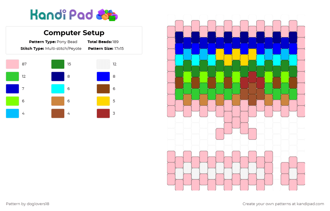 Computer Setup - Pony Bead Pattern by doglovers18 on Kandi Pad - pink,purple,green,cotdpeace,stardew valley,computer,gaming