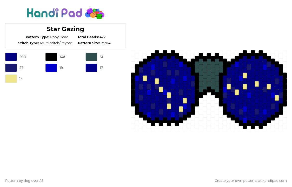Star Gazing - Pony Bead Pattern by doglovers18 on Kandi Pad - purple,cotdbinoculars,stars,constellations,blue,black,space