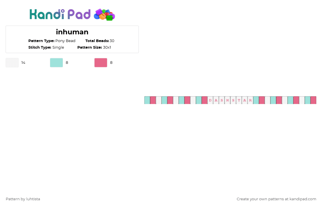 inhuman - Pony Bead Pattern by luhtista on Kandi Pad - light blue,pink