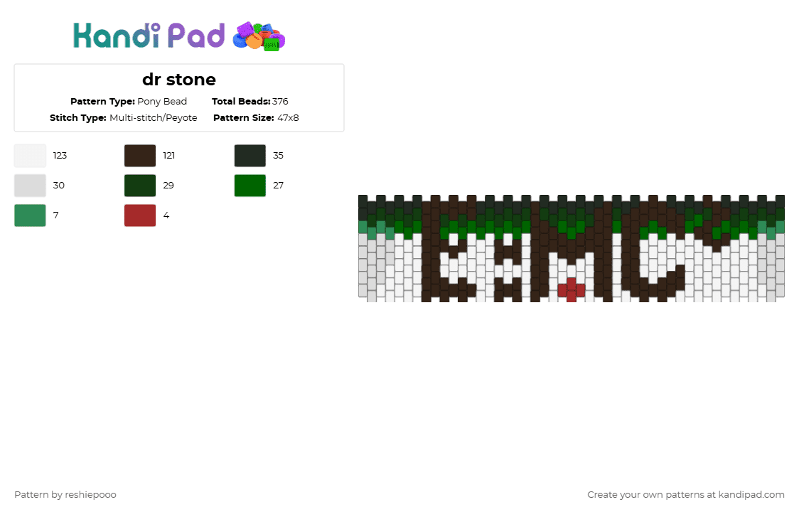 dr stone - Pony Bead Pattern by reshiepooo on Kandi Pad - brown