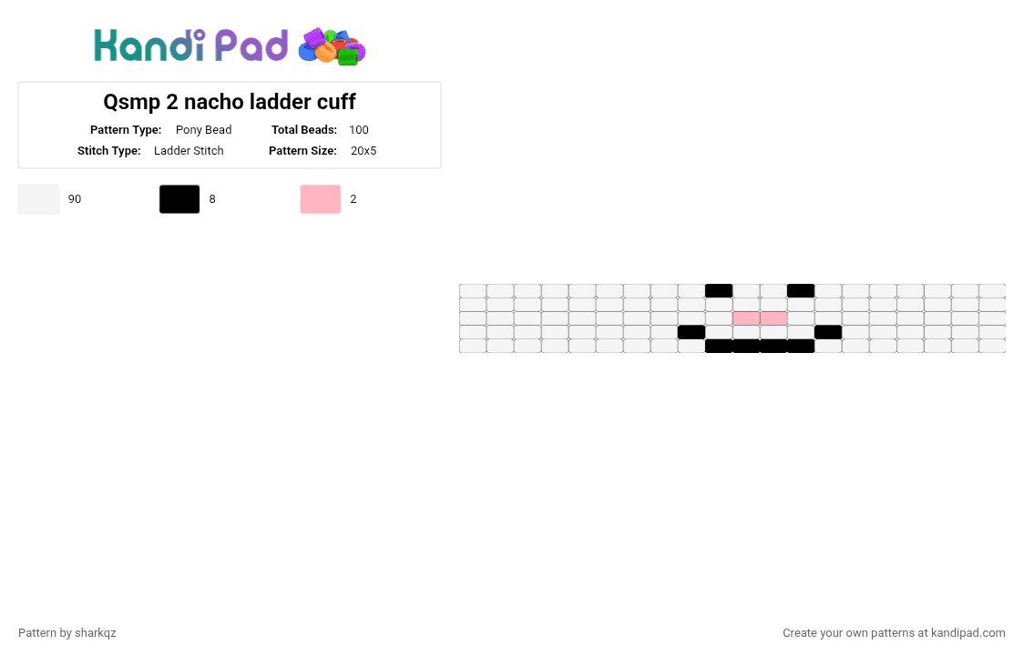 Qsmp 2 nacho ladder cuff - Pony Bead Pattern by yflnatsurii on Kandi Pad - nacho, qsmp, qsmp2, white