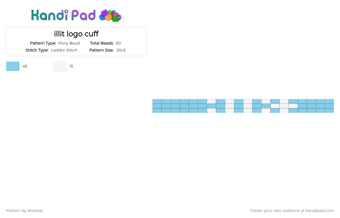 illit logo cuff - Pony Bead Pattern by yflnatsurii on Kandi Pad - illit, kpop, light blue