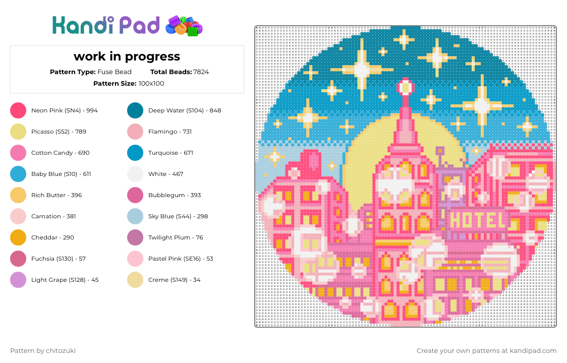 work in progress - Fuse Bead Pattern by chitozuki on Kandi Pad - beige,light blue,colorful