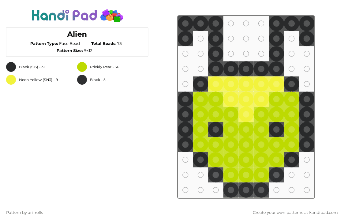 Alien Fuse Bead Pattern - Kandi Pad | Kandi Patterns, Fuse Bead ...