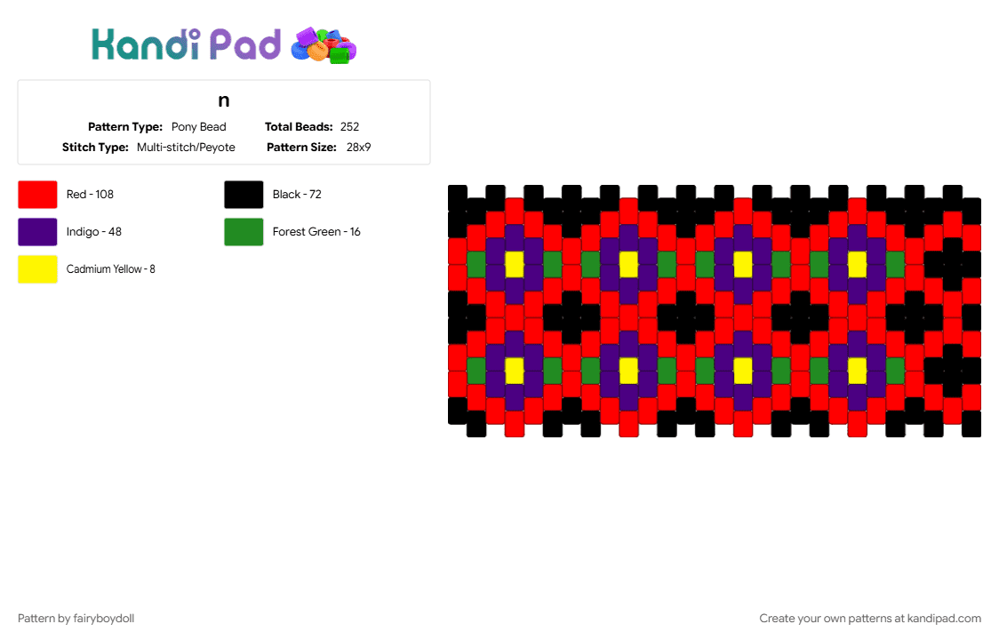 Folk Flower Cuff /Small 28 - Pony Bead Pattern by fairyboydoll on Kandi Pad - flower, folk