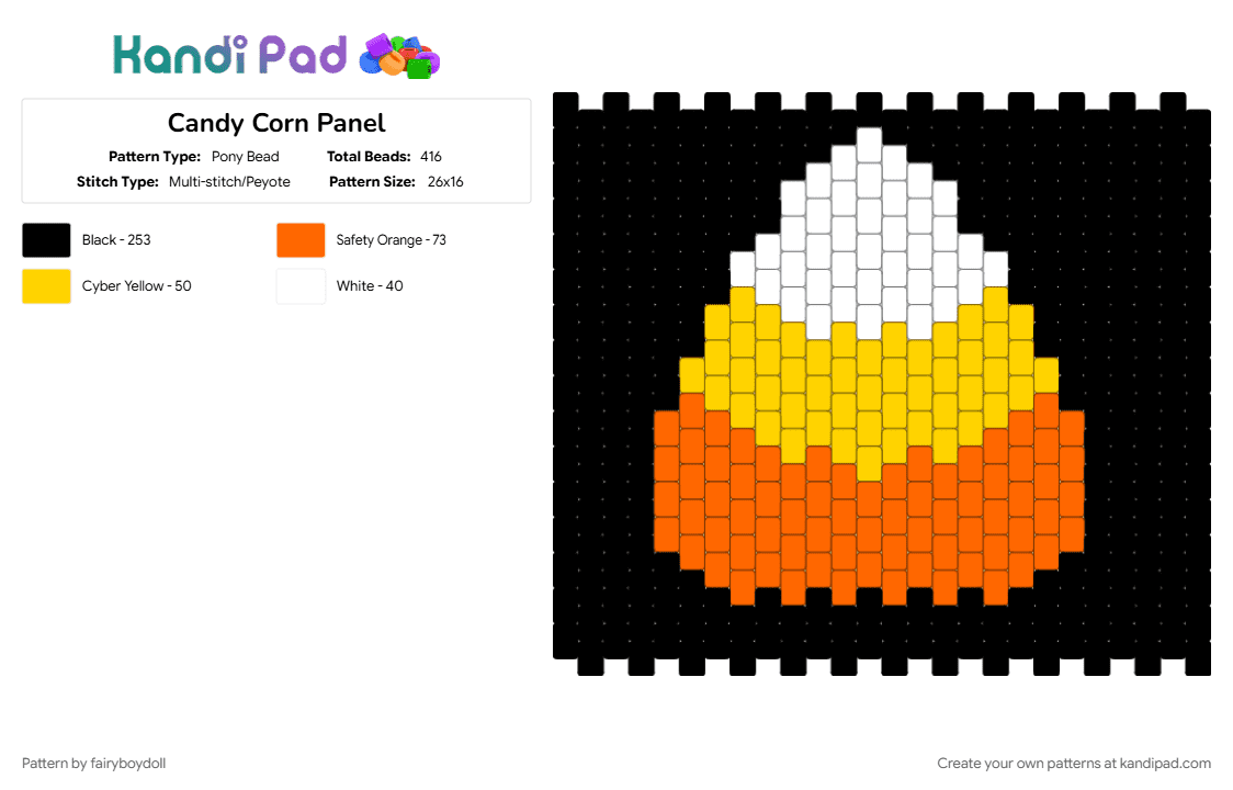 Candy Corn Panel - Pony Bead Pattern by fairyboydoll on Kandi Pad - candy corn, halloween, panel