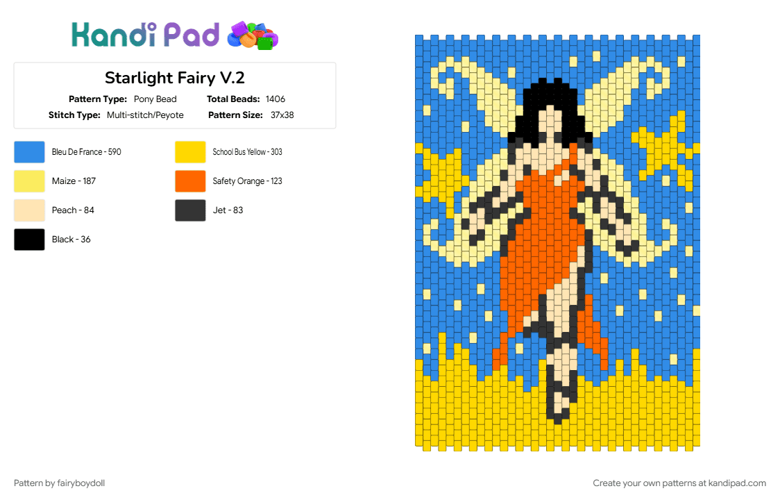 Starlight Fairy V.2 - Pony Bead Pattern by fairyboydoll on Kandi Pad - 