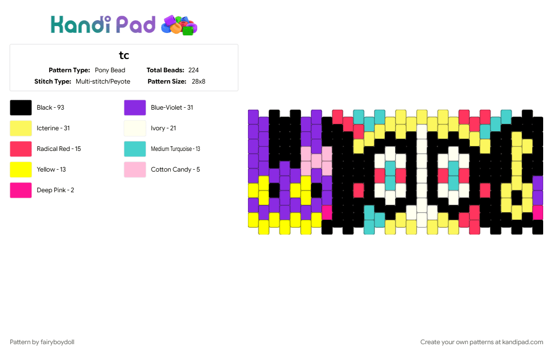 Pomni & Jax TADC Cuff /Small 28 - Pony Bead Pattern by fairyboydoll on Kandi Pad - jax, pomni, tadc, the amazing digital circus