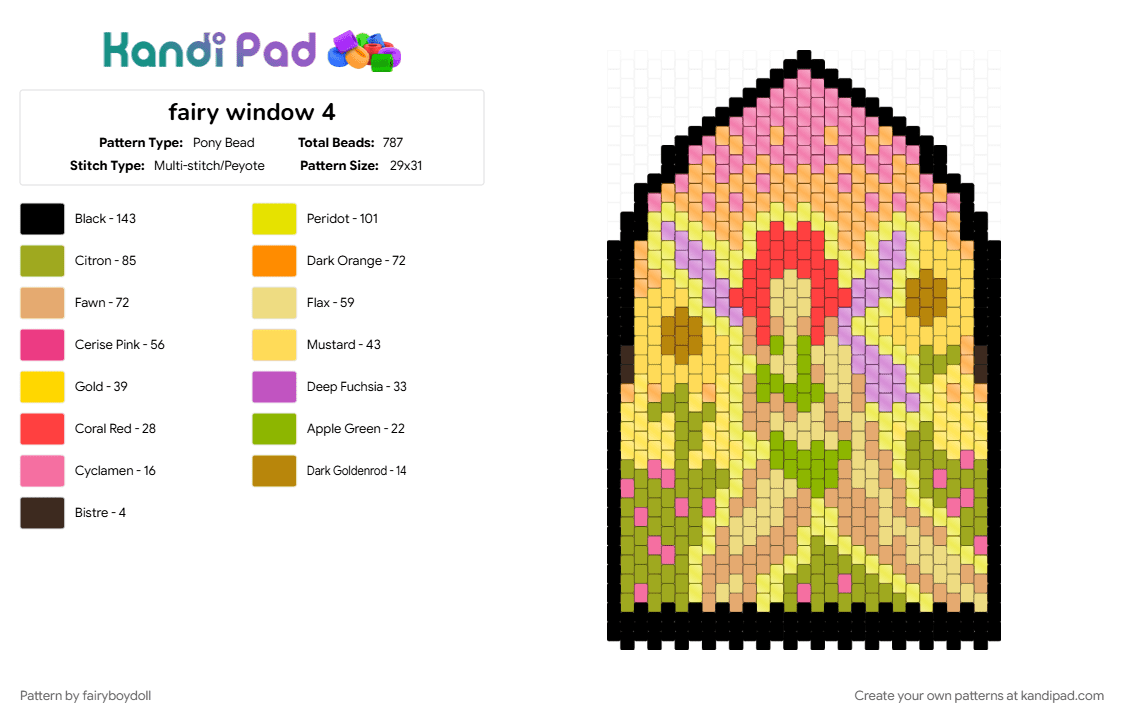 Fairy Window Sunset - Pony Bead Pattern by fairyboydoll on Kandi Pad - fairy