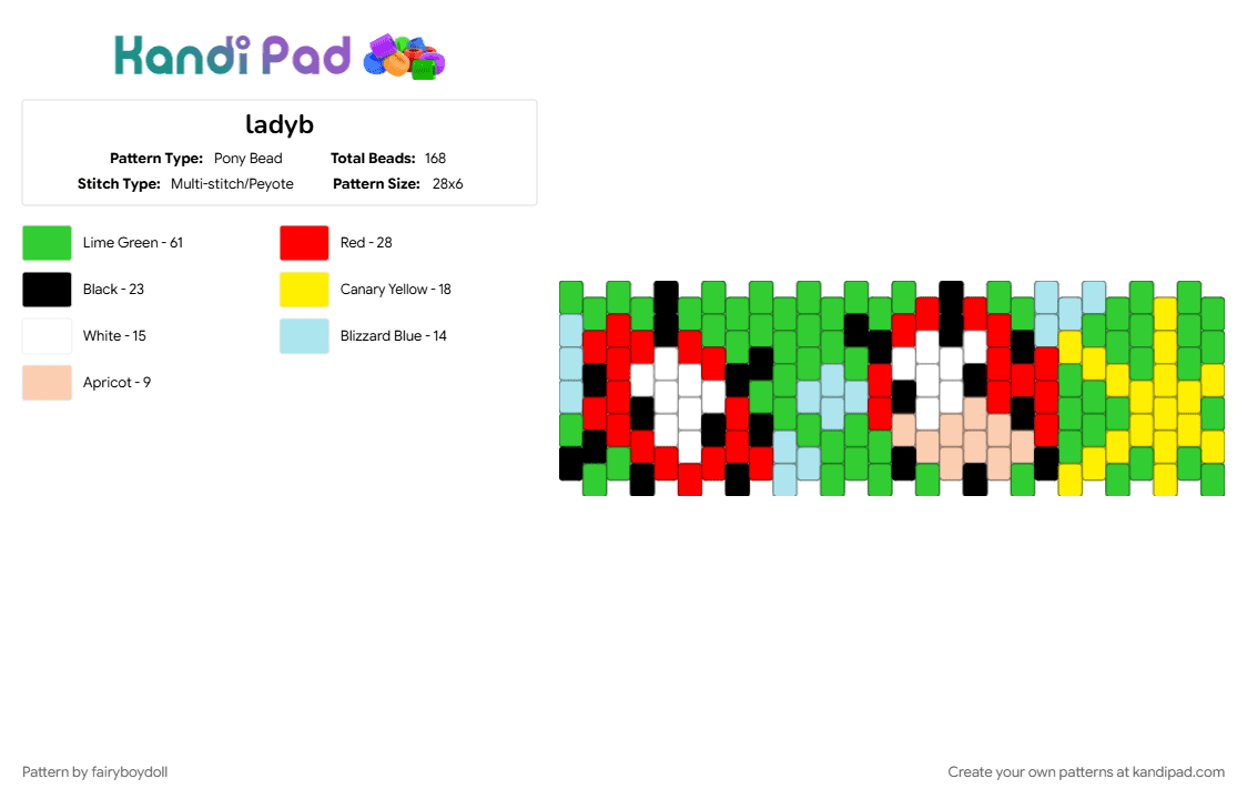 Ladybugs /Small 28 - Pony Bead Pattern by fairyboydoll on Kandi Pad - 