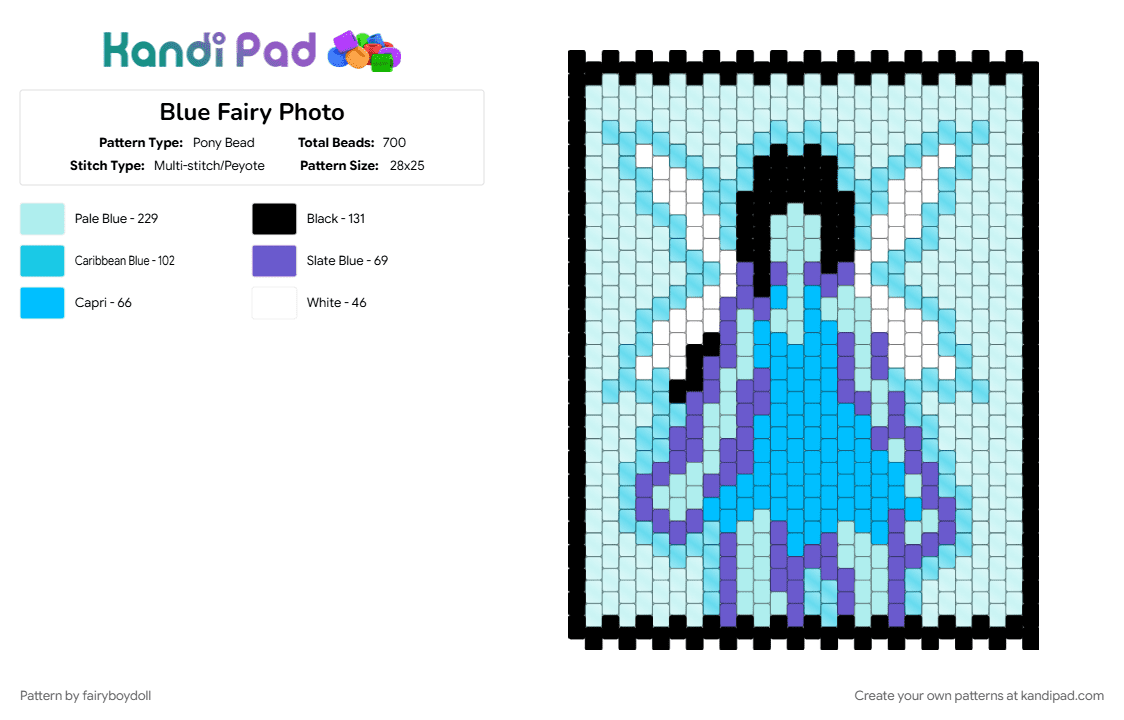 Blue Fairy Photo - Pony Bead Pattern by fairyboydoll on Kandi Pad - fairy, light blue