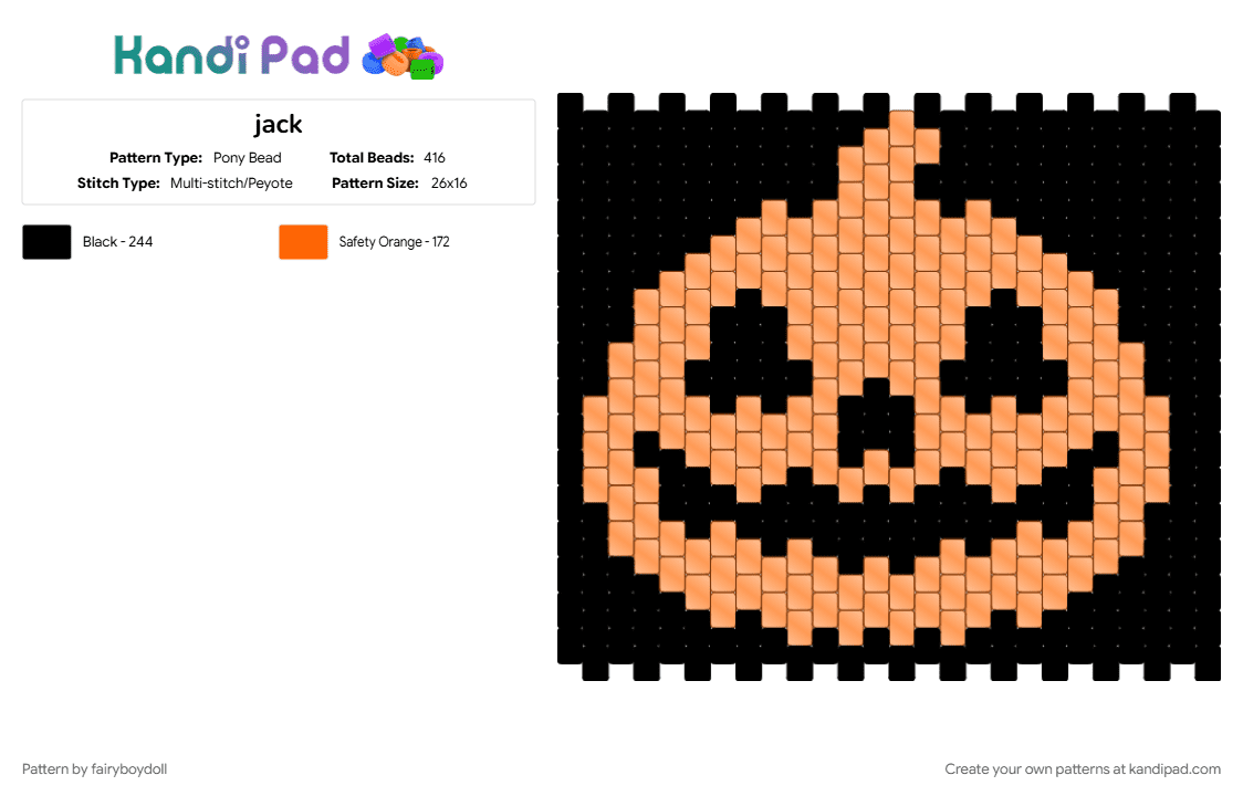 Jack O\' Lantern Panel - Pony Bead Pattern by fairyboydoll on Kandi Pad - halloween, jackolantern, panel, pumpkin