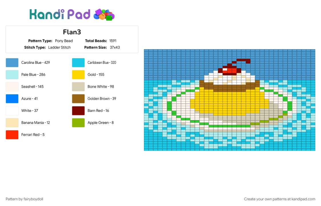 Flan Panel V.3 (Remix) - Pony Bead Pattern by fairyboydoll on Kandi Pad - dessert, doily, flan, panel