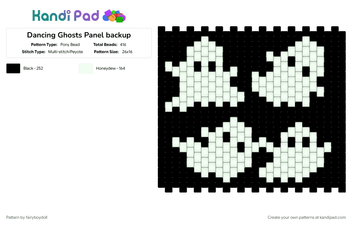 Dancing Ghosts Panel - Pony Bead Pattern by fairyboydoll on Kandi Pad - ghost