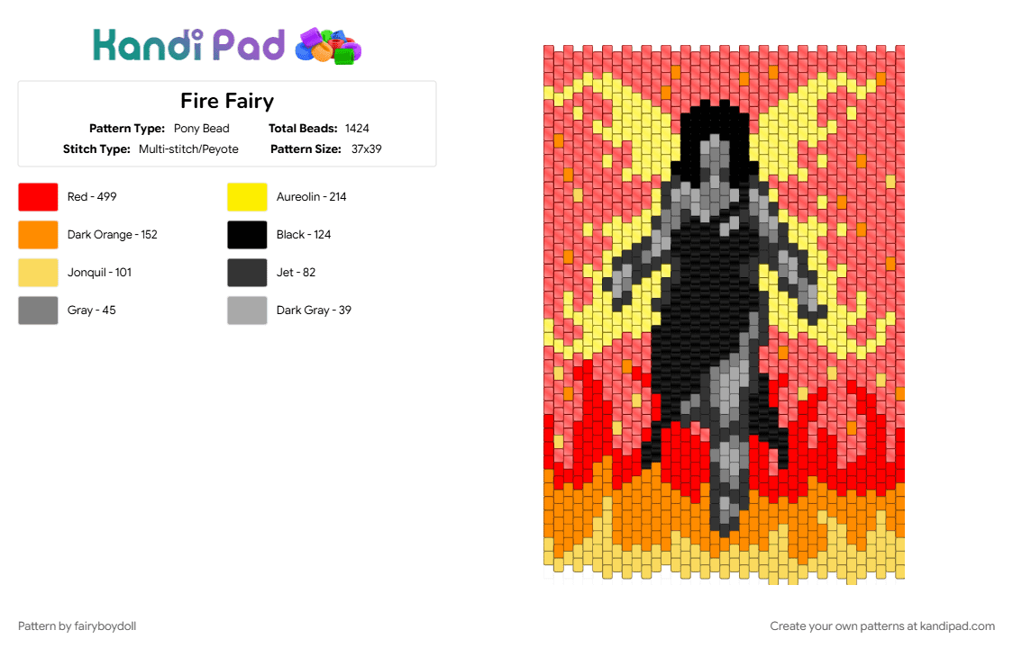 Fire Fairy - Pony Bead Pattern by fairyboydoll on Kandi Pad - 
