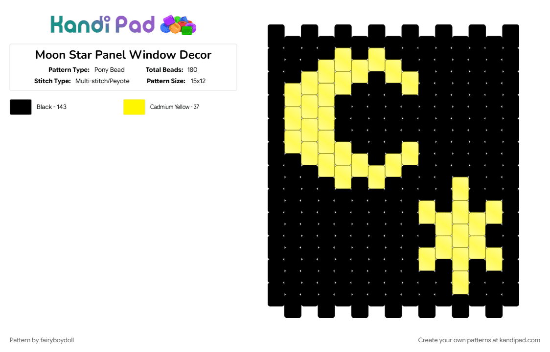 Moon Star Panel Window Decor - Pony Bead Pattern by fairyboydoll on Kandi Pad - black, moon, panel, star