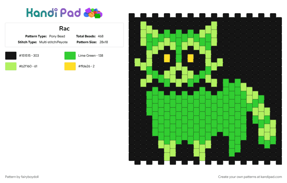 Radioactive Raccoon Panel - Pony Bead Pattern by fairyboydoll on Kandi Pad - nuclear, raccoon, radioactive, toxic