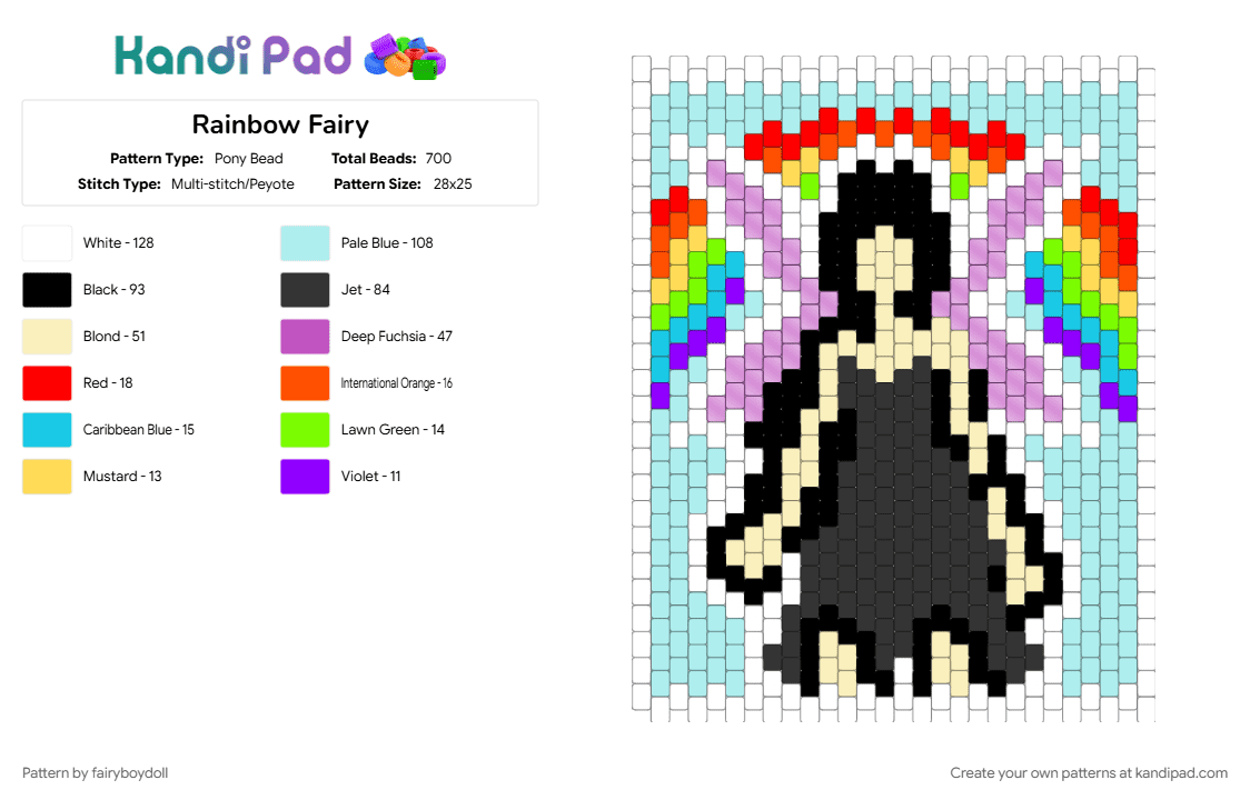 Rainbow Fairy - Pony Bead Pattern by fairyboydoll on Kandi Pad - 