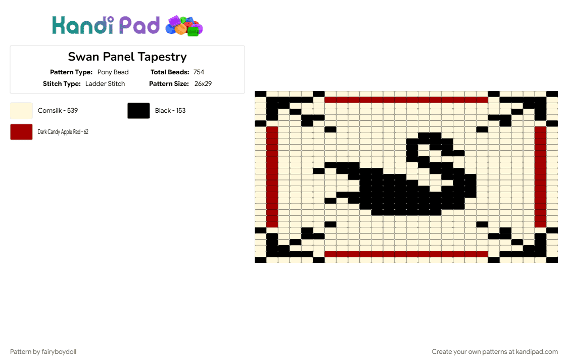 Swan Panel Tapestry (Remix) - Pony Bead Pattern by fairyboydoll on Kandi Pad - panel, swan, tapestry, white