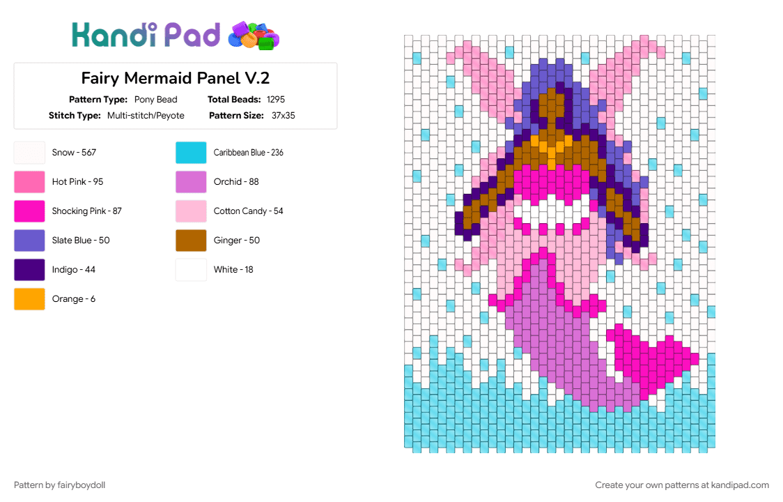 Fairy Mermaid Panel V.2 - Pony Bead Pattern by fairyboydoll on Kandi Pad - 