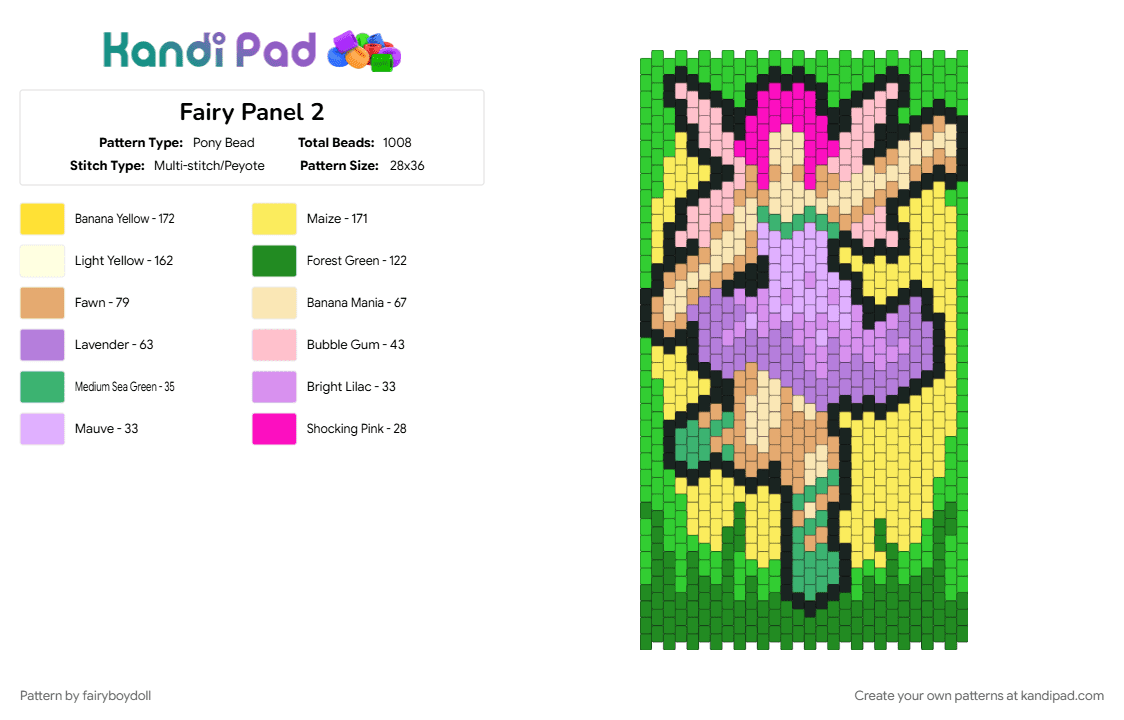 Flower Fairy Panel - Pony Bead Pattern by fairyboydoll on Kandi Pad - fairy