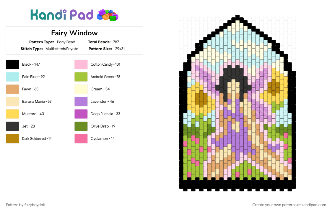 Fairy Window - Pony Bead Pattern by fairyboydoll on Kandi Pad - fairy, sunflowers, window