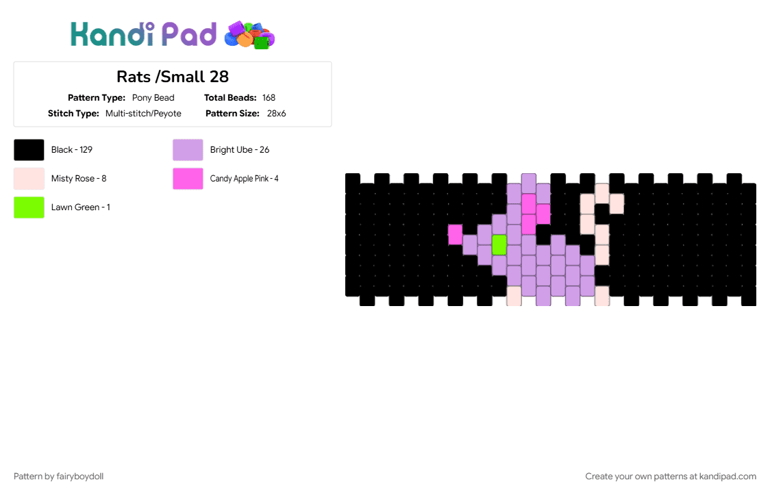 Rat /Small 28 - Pony Bead Pattern by fairyboydoll on Kandi Pad - rat