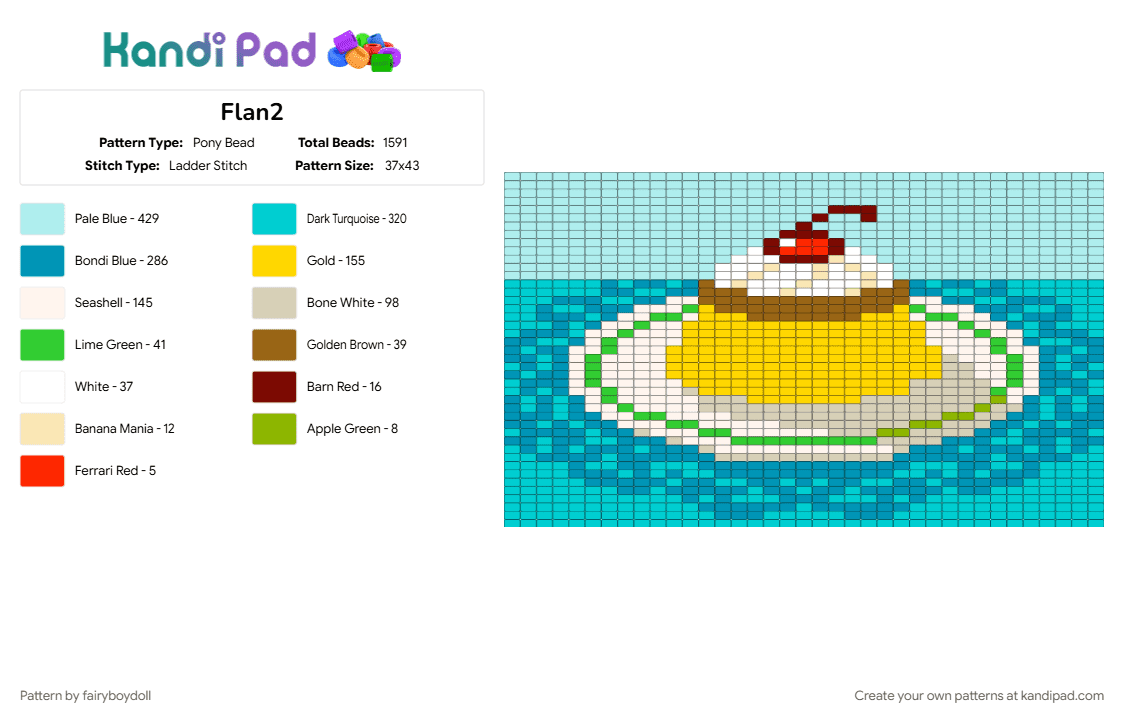 Flan Panel V.2 (Remix) - Pony Bead Pattern by fairyboydoll on Kandi Pad - dessert, doily, flan, panel
