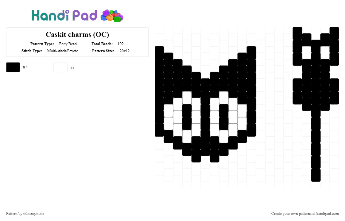 Caskit charms (OC) - Pony Bead Pattern by n0xemptions on Kandi Pad - black, black cat, cat, charm, white