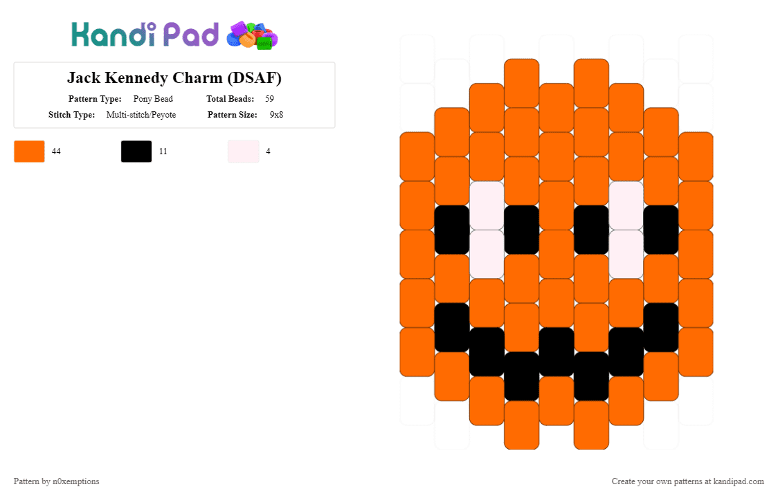 Jack Kennedy Charm (DSAF) - Pony Bead Pattern by n0xemptions on Kandi Pad - orange,dsaf,day shift at freddies,jack kennedy,black,jack,charm