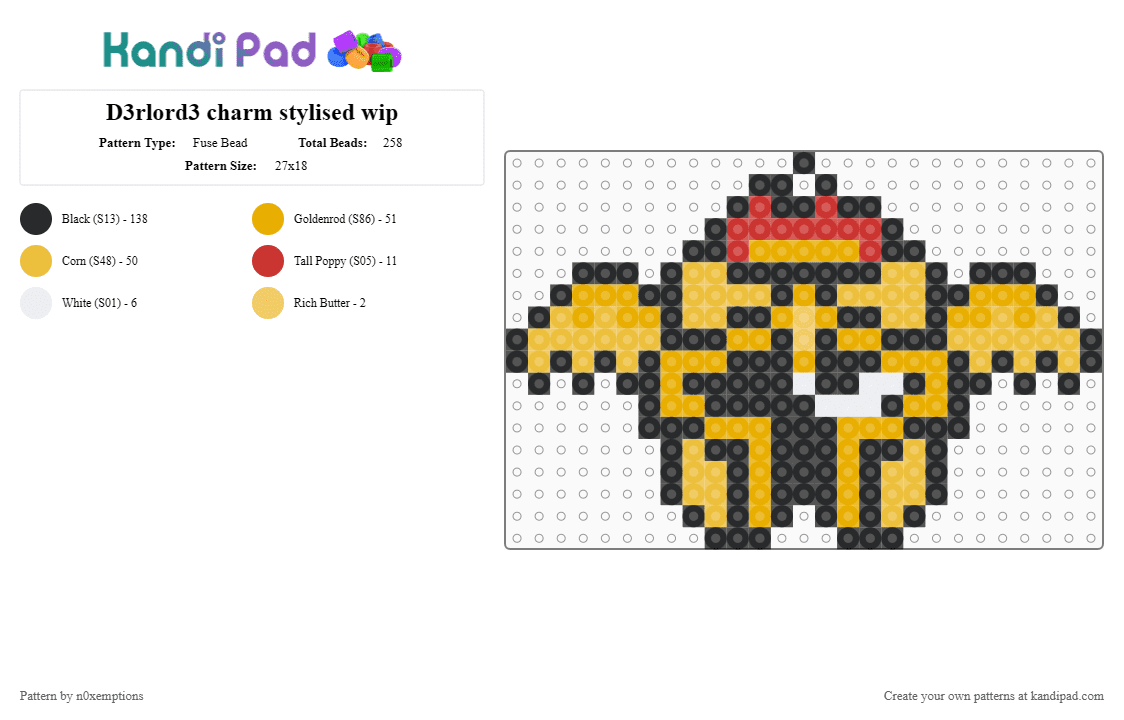 D3rlord3 charm (stylized) - Fuse Bead Pattern by n0xemptions on Kandi Pad - black,orange,yellow,sfawtde,dawtde,d3rlord,d3rlord3,atcdtl