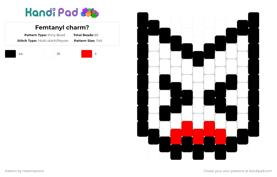 Femtanyl charm? - Pony Bead Pattern by n0xemptions on Kandi Pad - white