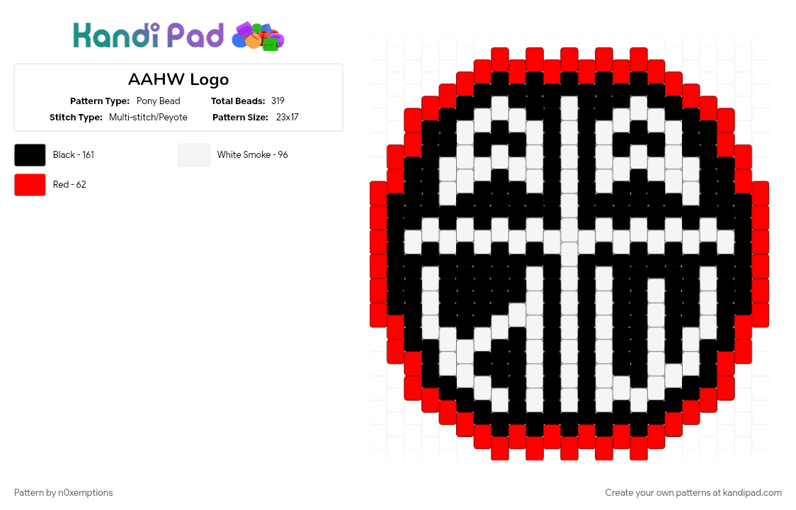 AAHW Logo - Pony Bead Pattern by n0xemptions on Kandi Pad - aahw, agency against hank wimbleton, hank, insignia, logo, madness, madness combat, red, video game, white