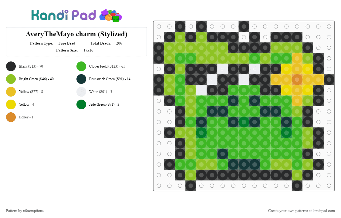 AveryTheMayo charm (Stylized) - Fuse Bead Pattern by n0xemptions on Kandi Pad - green,averythemayo,sfawtde,dawtde,avery,atcrdtl
