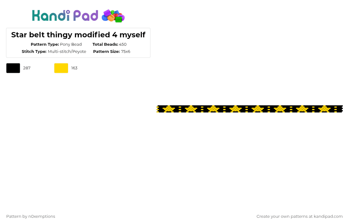 Star belt thingy modified 4 myself - Pony Bead Pattern by n0xemptions on Kandi Pad - yellow,black