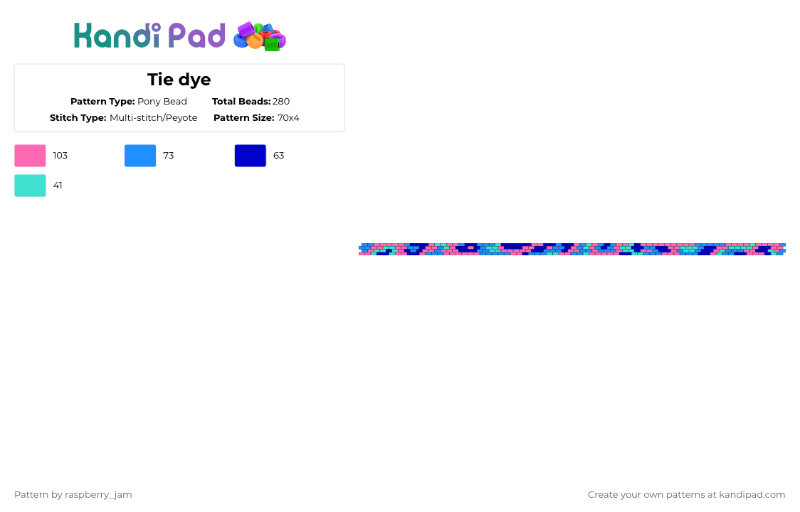 Tie dye - Pony Bead Pattern by raspberry_jam on Kandi Pad - light blue,pink