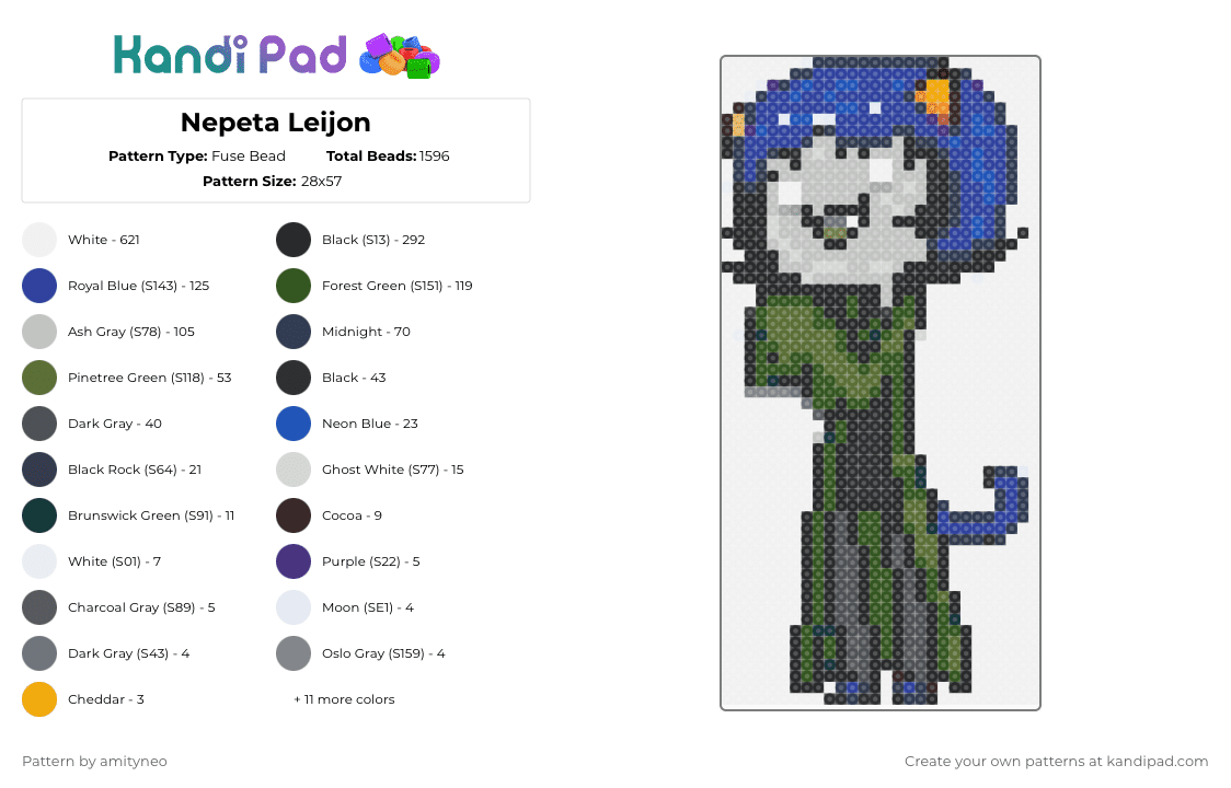 Nepeta Leijon - Fuse Bead Pattern by amityneo on Kandi Pad - white,purple,beige,gold,homestuck,nepetaleijon,nepeta,ministrife