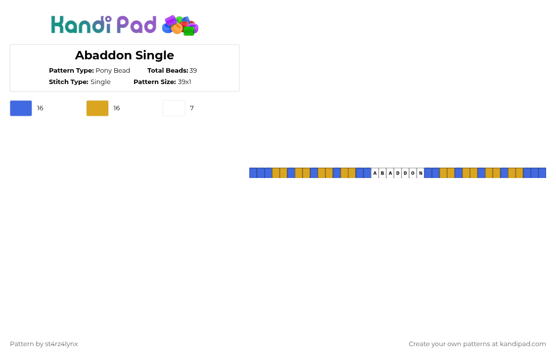 Abaddon Single (Rotator Piece) - Pony Bead Pattern by st4rz4lynx on Kandi Pad - blue,orange,abaddon,haunted house,hotel,demon,evil,gold,white