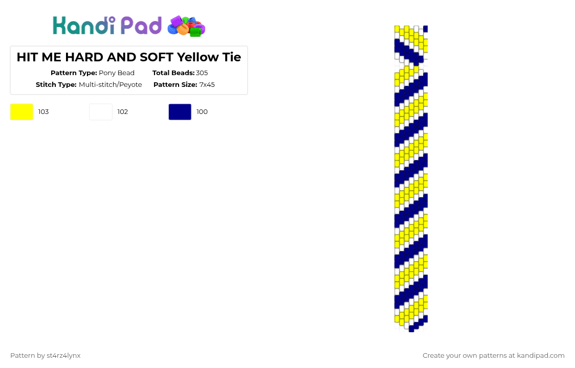 HIT ME HARD AND SOFT Yellow Tie - Pony Bead Pattern by st4rz4lynx on Kandi Pad - purple,yellow,billie,billie eilish,hmhas,hit me hard and soft,tie,navy blue,lunch