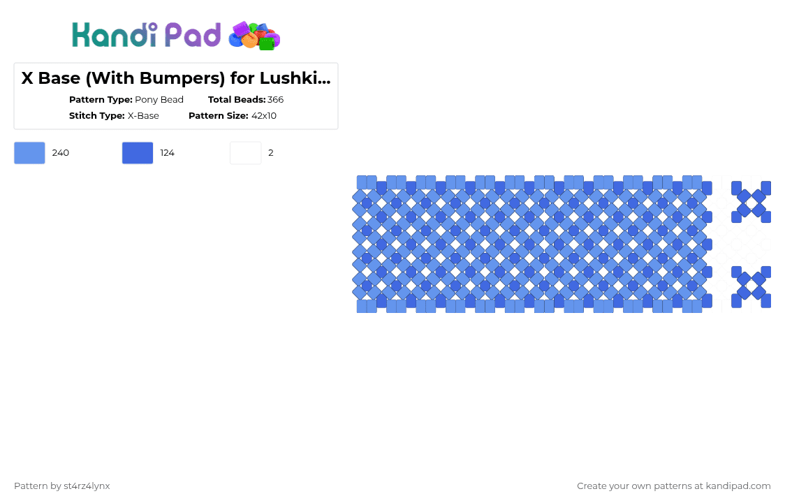 Looshkin Themed X-Base (With Bumpers) - Pony Bead Pattern by st4rz4lynx on Kandi Pad - light blue,blue,looshkin,cat,animal,white,xbase,rotator
