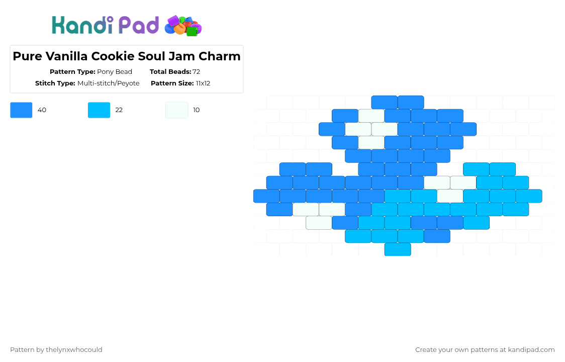 Pure Vanilla Cookie Soul Jam Flat Charm - Pony Bead Pattern by st4rz4lynx on Kandi Pad - light blue,crk,pure vanillia,souljam,cookie,run,kingdom,blue,white
